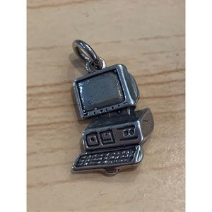 Vintage Desktop Computer Sterling Silver Jewelry Charm